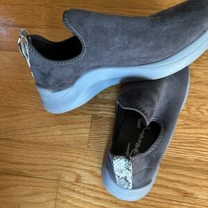 Seven7 Gray Slip-On Suede Loafers with Light Gray Sole